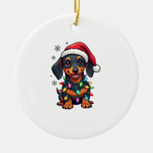 Ornamento De Cerâmica Camisas de Natal de árvore de cães Dachshund Prese