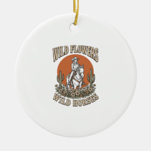 Ornamento De Cerâmica Camisas Western de Cowgirl Flores Selvagens Cavalo