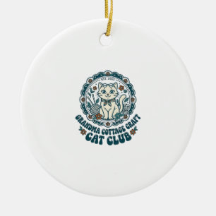 Ornamento De Cerâmica Camiseta Arte Avó Cottage Artesanal Gata Amante -