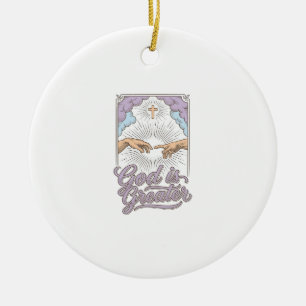 Ornamento De Cerâmica Camiseta Com Gravação Vintage Cristã Deus É Maior_