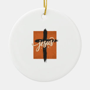 Ornamento De Cerâmica Camiseta Cristã Cruz de Jesus Vintage Design_1