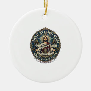 Ornamento De Cerâmica Camiseta de Artista de Unhas Jesus Nail Tech Inspi