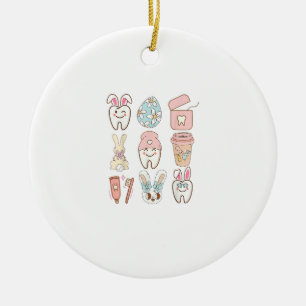 Ornamento De Cerâmica Camiseta de Assistente Dentário de Páscoa Bunny De