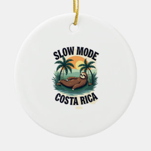 Ornamento De Cerâmica Camiseta de Férias Antiga do Bicho-Preguiça da Cos