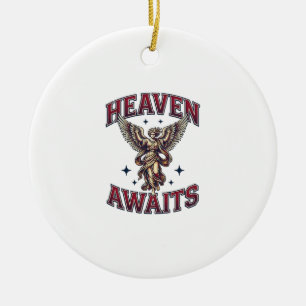 Ornamento De Cerâmica Camiseta de gravura vintage de anjo gótico O Céu E