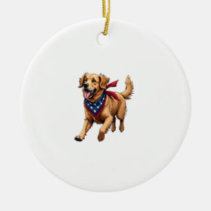 Ornamento De Cerâmica Camiseta de Gravura Vintage do Golden Retriever da