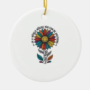 Ornamento De Cerâmica Camiseta de Gravura Vintage Flor de Arco-Íris Seja