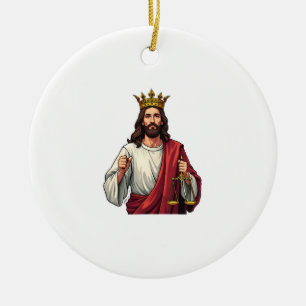 Ornamento De Cerâmica Camiseta de Gravura Vintage Justiça Coroada por Je