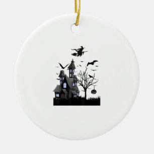 Ornamento De Cerâmica Camiseta de Halloween de Casa Assombrada Morcegos