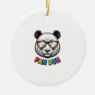 Ornamento De Cerâmica Camiseta de Óculos de Sol de Panda Engravado Vinta