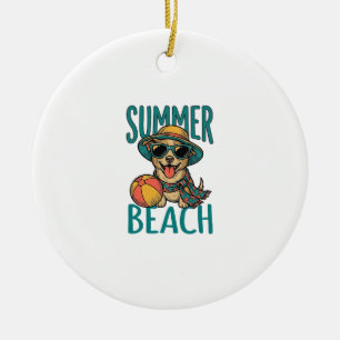 Ornamento De Cerâmica Camiseta de Óculos de Sol Vintage de Cachorro de P