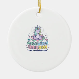 Ornamento De Cerâmica Camiseta de Tipografia Negrito Unicórnio Meditação
