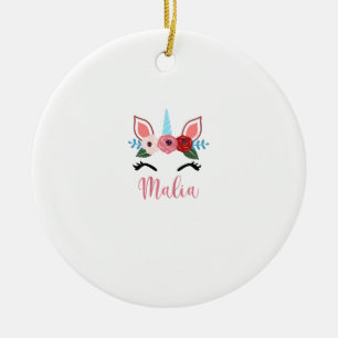 Ornamento De Cerâmica Camiseta de Unicórnio Floral Mágico Malia Fofo Par