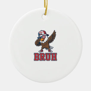 Ornamento De Cerâmica Camiseta Desenho de Águia Patriótica Bruh Vintage
