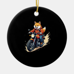 Ornamento De Cerâmica Camiseta Divertida, Shiba Inu, Motocicleta, Cachor