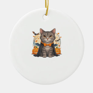 Ornamento De Cerâmica Camiseta do Dia das Bruxas de Gato Vampiro Fofo G