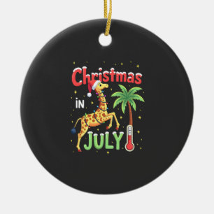 Ornamento De Cerâmica Camiseta engraçada de Natal em julho Santa Girafa