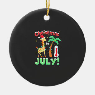 Ornamento De Cerâmica Camiseta engraçada de Natal em julho Santa Girafa 