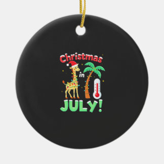 Ornamento De Cerâmica Camiseta engraçada de Natal em julho Santa Girafa