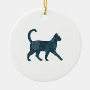 Ornamento De Cerâmica Camiseta engraçada retrô com remendo de jeans e ga