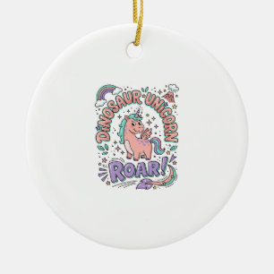 Ornamento De Cerâmica Camiseta Estilo Retro Unicórnio Dinossauro Unicórn