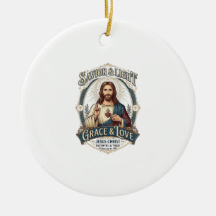Ornamento De Cerâmica Camiseta Gráfica de Caça Vintage Jesus Thrift Stor