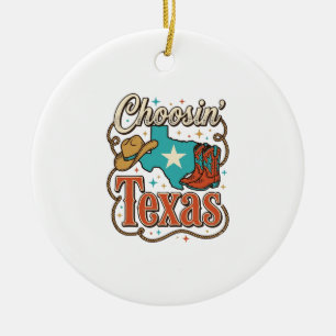 Ornamento De Cerâmica Camiseta Gráfica Vintage de Cowgirl Texas Ocidenta