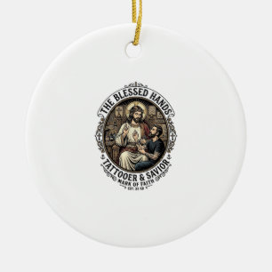 Ornamento De Cerâmica Camiseta Jesus Tattoo Artist Studio Inspirador F
