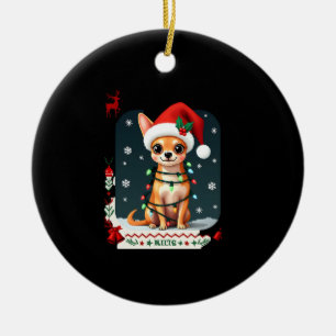 Ornamento De Cerâmica Camiseta Natalícia de Natal do Chihuahua para Aman