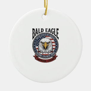 Ornamento De Cerâmica Camiseta Patriótica Águia Americana Vintage Design