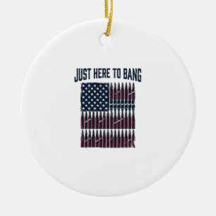 Ornamento De Cerâmica Camiseta Patriótica com Bandeira de Bala Gráfica D