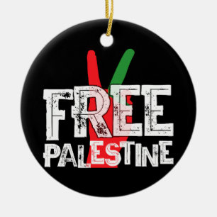 Ornamento De Cerâmica Camiseta Patriótica de Cessar-Fogo pela Palestina