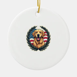 Ornamento De Cerâmica Camiseta Patriótica Vintage Liberty Golden Retriev