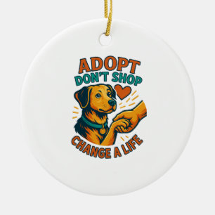 Ornamento De Cerâmica Camiseta Pet Adopt Love