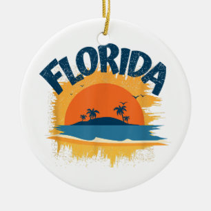 Ornamento De Cerâmica Camiseta Retro Vintage Florida Design Sol