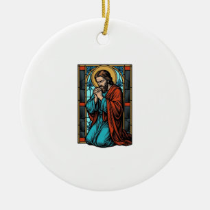 Ornamento De Cerâmica Camiseta Vetorial Figura Religiosa Orando Vintage