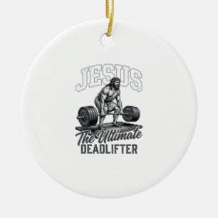 Ornamento De Cerâmica Camiseta Vetorial Vintage Jesus Ultimate Deadlifte
