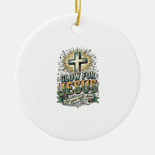 Ornamento De Cerâmica Camiseta Vintage Cruz Cristã Brilhe Para Jesus