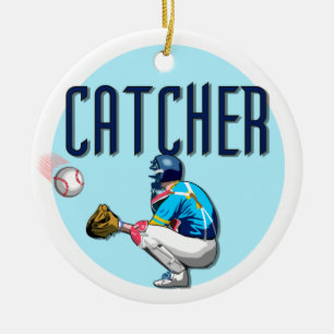 Ornamento De Cerâmica Camisetas e Presentes para Catcher de Beisebol