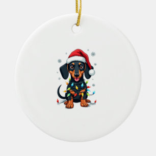 Ornamento De Cerâmica Camisola de Natal de Árvore de Cães Dachshund Pres