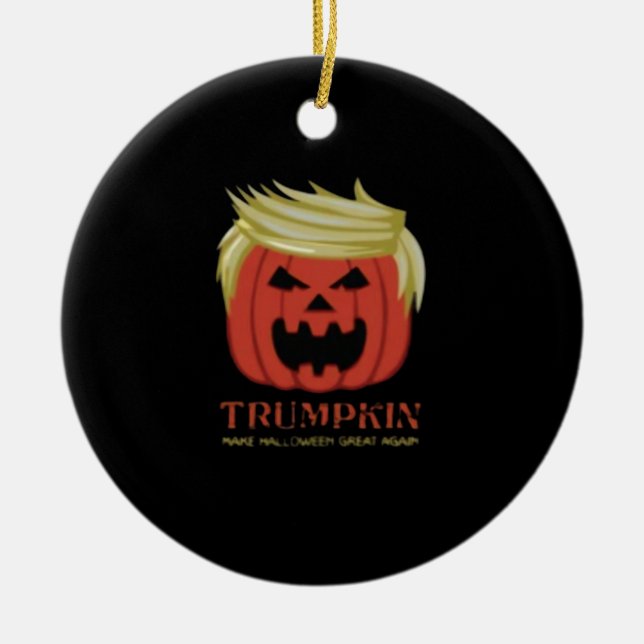 Ornamento De Cerâmica Camisola, Trumpkin, Halloween Merch (Frente)