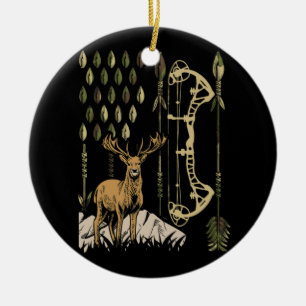 Ornamento De Cerâmica Camo American Flag Bowhuning Arco Archery Deer