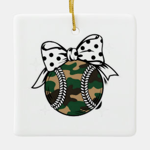 Ornamento De Cerâmica Camo Baseball com Arco de Bolinhas