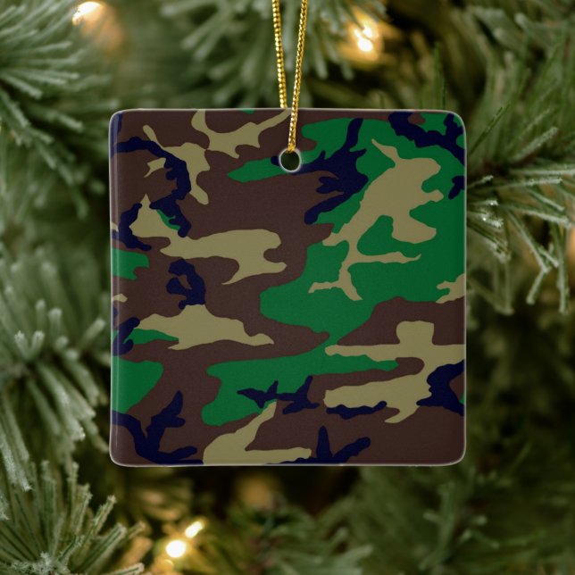 Ornamento De Cerâmica Camouflage Porcelain Square Ornament (Árvore)