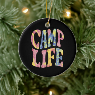 Ornamento De Cerâmica Camp Life Tie-Die Retro