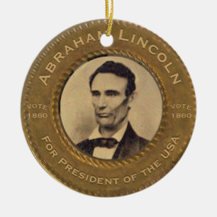 Ornamento De Cerâmica Campanha do vintage de Abraham Lincoln