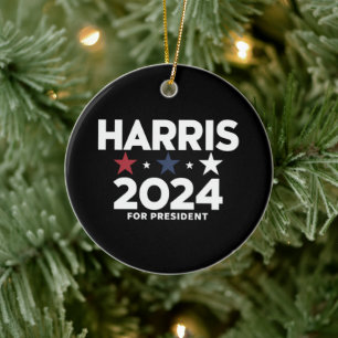 Ornamento De Cerâmica Campanha Eleitoral de Kamala Harris 2024 Para Pres