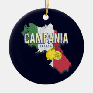 Ornamento De Cerâmica Campania Itália - Região Retro Mapa Vintage Souven