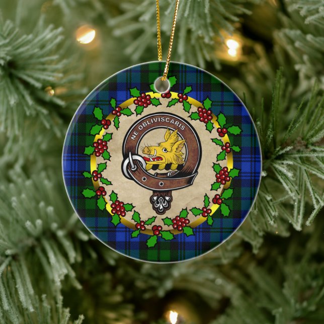 Ornamento De Cerâmica Campbell Clan Crachá & Tartan Personalizado Xmas (Árvore)