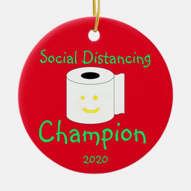 Ornamento De Cerâmica Campeão de Distância Social (Frente)